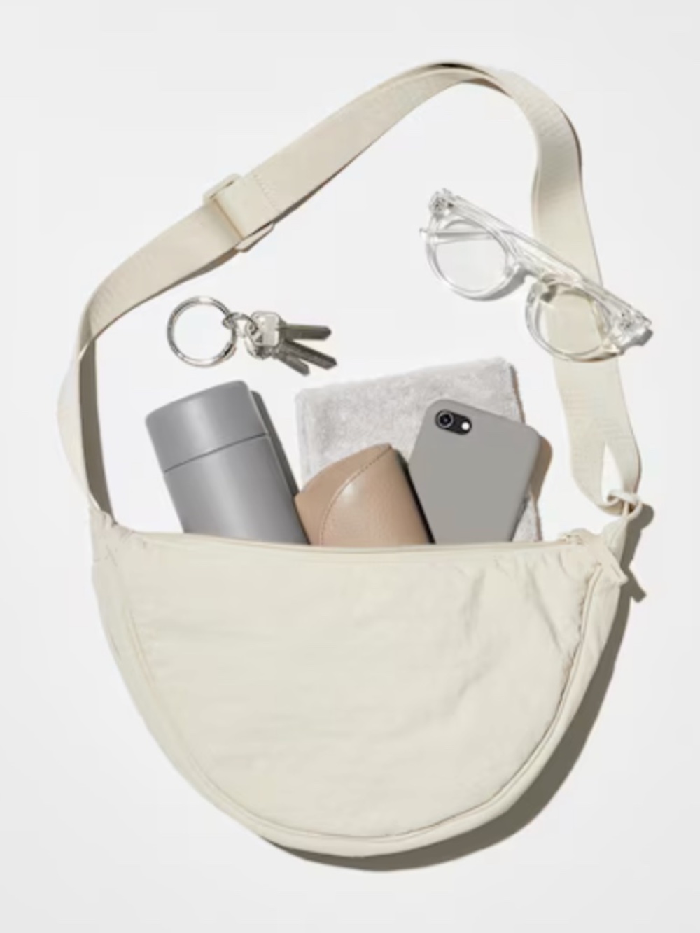 Uniqlo Light Beige Crescent Round Crossbody Bag